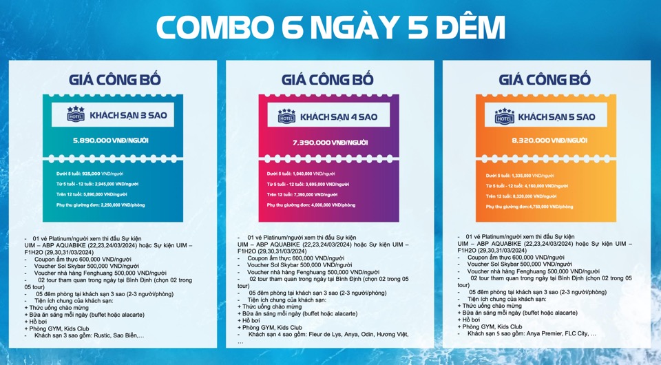 Vé combo 6 ngày 5 đêm giải đua thuyền máy nhà nghề quốc tế UIM F1H2O và UIM-ABP AQUABIKE năm 2024